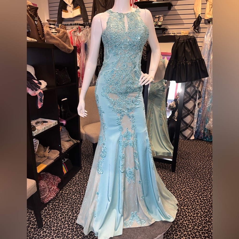 Light Blue Low Back Gown